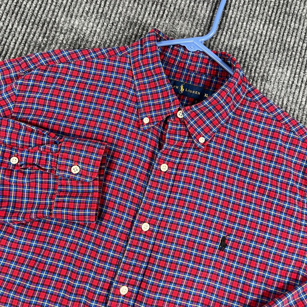 Ralph Lauren Shirt Mens XL Extra Large Red Plaid Long Sleeve Button Down Casual